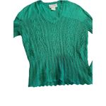 Leslie Fay VTG  Sweater Size 10 Green Crochet V Neck Pointelle Photo 5