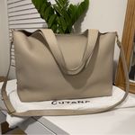Cuyana new  16” leather system tote bag work career casual purse with strap STONE Photo 11