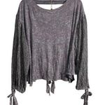 Gimmicks by BKE BKE Gimmicks FAB! Embroidered Mesh Boho Open Tie Festive Top in Gray L With Tags Photo 0