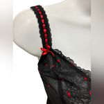 Cacique Sexy Sheer Babydoll Nightie Sz 22/24 Plus Lace Dotted Skirt Black Red Photo 5