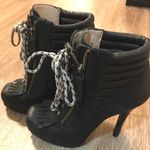 Black Tie Up High Heels With Zippers Size 6 Photo 1