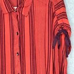 Free People  Stripe Orange Burgundy Ombre Baby Blues Tie Shoulder Top Size Medium Photo 3