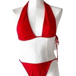 Kendall + Kylie NWOT Red Two Piece Swimsuit Halter Neckline Medium Photo 0