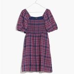 Madewell  smocked dress Lucie Puff short Sleeve Mini Rockfern plaid babydoll Photo 10