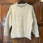 Vintage Irish Homecraft Sweater Pullover Knit Wool Mock Fisherman Large Ivory Photo 0