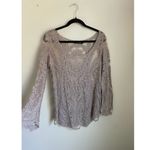 Mechant Lace Overlay Tunic Top Boho Sheer Gray Large Festival Fairy Whimsigoth Photo 1