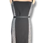 Save The Queen Italia Black Gray Tweed Colorblock Sheath Dress XL Square Neck Size M Photo 0