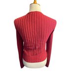 JOHN PAUL RICHARD Uniform Collection Women’s Small Leather & Knit Cardigan Sweat Red Photo 2