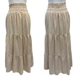 Wildfox  Beige Louisa Tiered Maxi Skirt Linen Blend Boho Cottage Peasant Prairie Photo 1