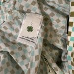 SO  green white blue checkered mini skirt flowy lightweight women's L Photo 3