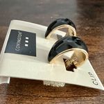 Covington Vintage  Brand Black and Gold Clip On Hoop Earrings Photo 1