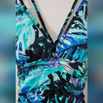Aqua Green  Women’s Floral Tropical Ruched One-piece Swimsuit XL Extra Large Photo 3