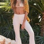 We The Free NWT Free People Penny Pull on Flare Jean Pants Ivory White Stretch Waist Size 32 Photo 0