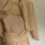 Rina Di Montella silk vtg sz 6 pastel cream prom dress padded shoulder jacket Orange Photo 3