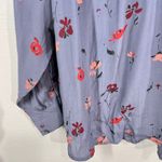 Lucky Brand Floral Button Front Blouse Womens 3X Gray Viscose Long Sleeve Photo 6