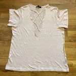 Olivaceous Womens Large Holes Distressed Plunging Short Sleeve Top Shirt Grunge Photo 3