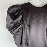 Vintage Black Satin Puff Sleeve Prom Dress With Bow Size 10 Photo 1