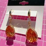 Nine West orange golden brown crystal drop diamonds paved around 925 sterling Photo 2