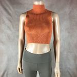 PaperMoon  Orange Mockneck Cropped Sweater Tank SMALL Photo 2