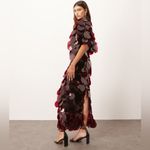 ASOS ARRANGE high neck paillette sequined fringe hem maxi dress in merlot size 2 Red Photo 1