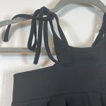 One By One Women's  Black Tie Strap Peplum Blouse Top Shirt Size Med EUC #2389 Photo 2