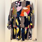 Colorful Leaf Print Longsleeve Short Dress Women’s Sz Small Yellow Photo 1