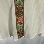 Love Sam  Beaded Embroidered Tunic Top Blouse Beige‎ Cotton Boho Women's L Photo 4