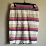 Ann Taylor Pink and Tan Striped Tweed Pencil Skirt Women’s 4 Work Career Preppy Photo 0