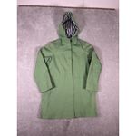 Boden Women's Cotton Overcoat Coat 8 Green Navy Striped Inside ‎ Hooded Blue Photo 2