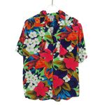 1990s Vintage Hawaiian Tropical Rainbow Floral Button Down Blouse Medium Purple Photo 0