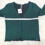 Free People  Emmaline Metallic Green Cardigan Long Sleeve‎ Goth Dark Romantic XS Photo 13