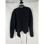 Fisherman Out Of Ireland Wrap Tie Wool Sweater Open Front Eyelet Womens Large Black Photo 1