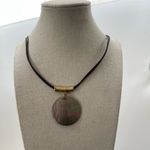 Cookie Lee Vintage  Capiz Shell on Black Leather Cord Disc Women’s sz 17” Photo 1