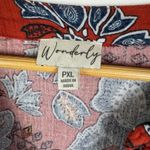 Wonderly  Floral Blouse Size PXL Red Gauzy Cotton Lightweight Flowy Boho Artsy Photo 4