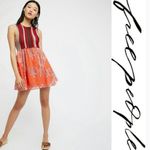 Free People  • Katie’s Crochet Top Mini Dress boho bandana print red orange flare Photo 2