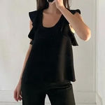 Elizabeth and James Tatum Ruffle Sleeve Top in Black Size S Retail $255 Photo 0