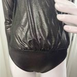 EXPRESS  Womens Gold Metallic V-Neck Long Sleeve Bodysuit Top Size XSmall. #361 Photo 5