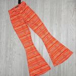 Nasty Gal Nwt space dyed ribbed flared trousers pants leggings lounge wear orang Photo 0
