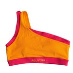 Peloton  Size M Endurance Rib One‎ Shoulder Sports Bra Orange Pink Layered Padded Photo 2