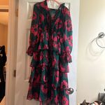 Dark Green & Hot Pink Printed Dresss Photo 3