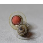 Vintage Very Petite Coral Inlay Gold Tone Post Casual Y2K Earrings Orange Photo 2