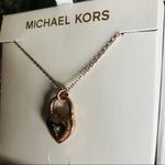 Michael Kors  Rose Gold Heart Lock Necklace Crystal Accent NWT Photo 1