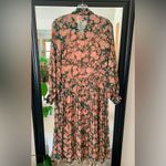 THE SHIRT Pleated Floral Chiffon Long Sleeve Dress Size XS Photo 4