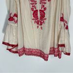 Love Sam  Ivory Rose Embroidered Peasant Top Cold Shoulder Size Small Photo 3