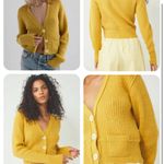 Free People  MIMOSA RIBBED CROPPED CARDIGAN SWEATER In SUNSHINE Photo 2