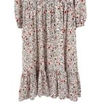 frame denim  100% Silk Floral Print Cottagecore Ruffle Tie Neck Midi Dress Small Photo 8