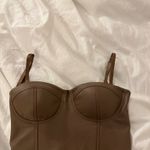 AQUA  Brown Leather Corset Bodysuit Photo 2