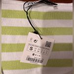 ZARA NWT  SMALL cropped square-neck green white stripes sweater Photo 7