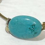 Bourbon and Boweties Bourbon and Bowties Bracelet Gold Tone Wire Wrapped Oval Green Agate Stone Photo 2