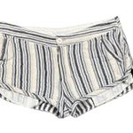 Free People Striped Linen Blend Shorts Size 4 Blue Cream Boho Photo 3